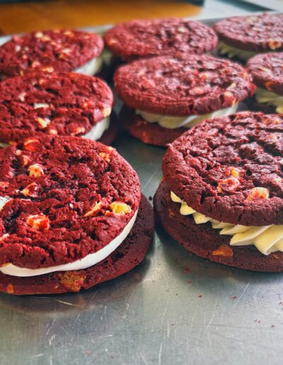 Red Velvet Cheesecake Cookie Sandwiches