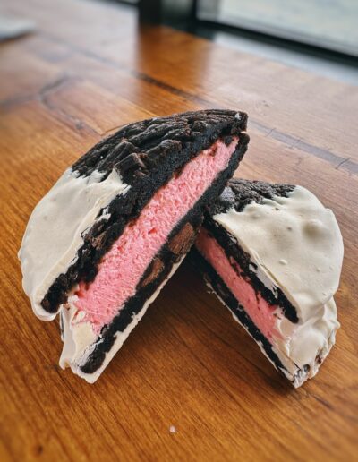 White Chocolate Raspberry Cream Cheesecake Cookie Sandwich